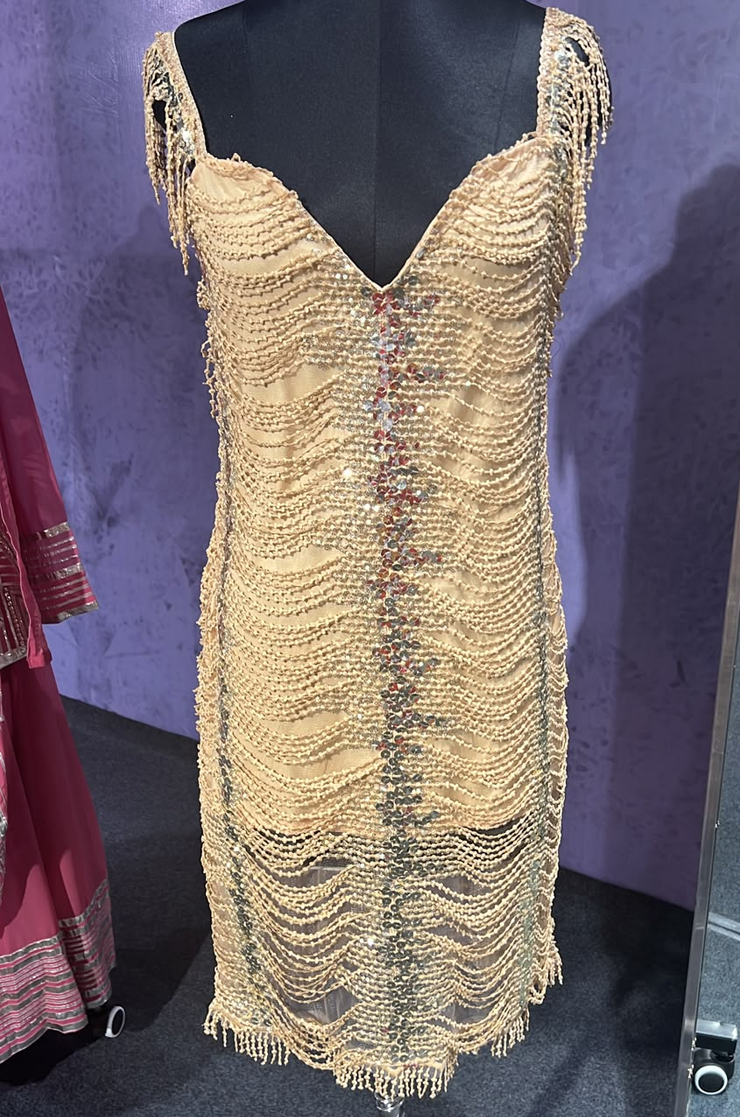 Champagne Crystal Fringe Cocktail Dress