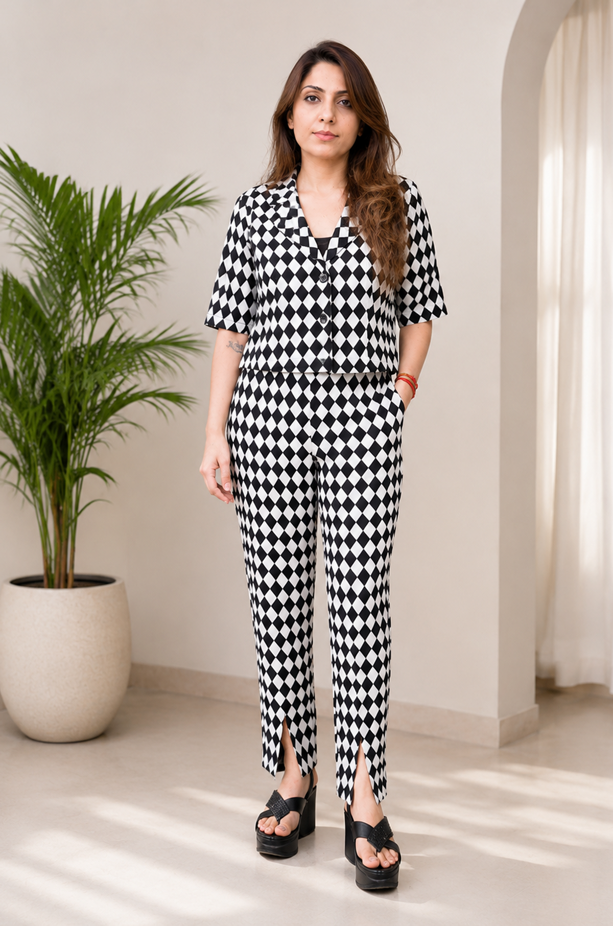 Black & White Leopard Sequin Co-Ord Set