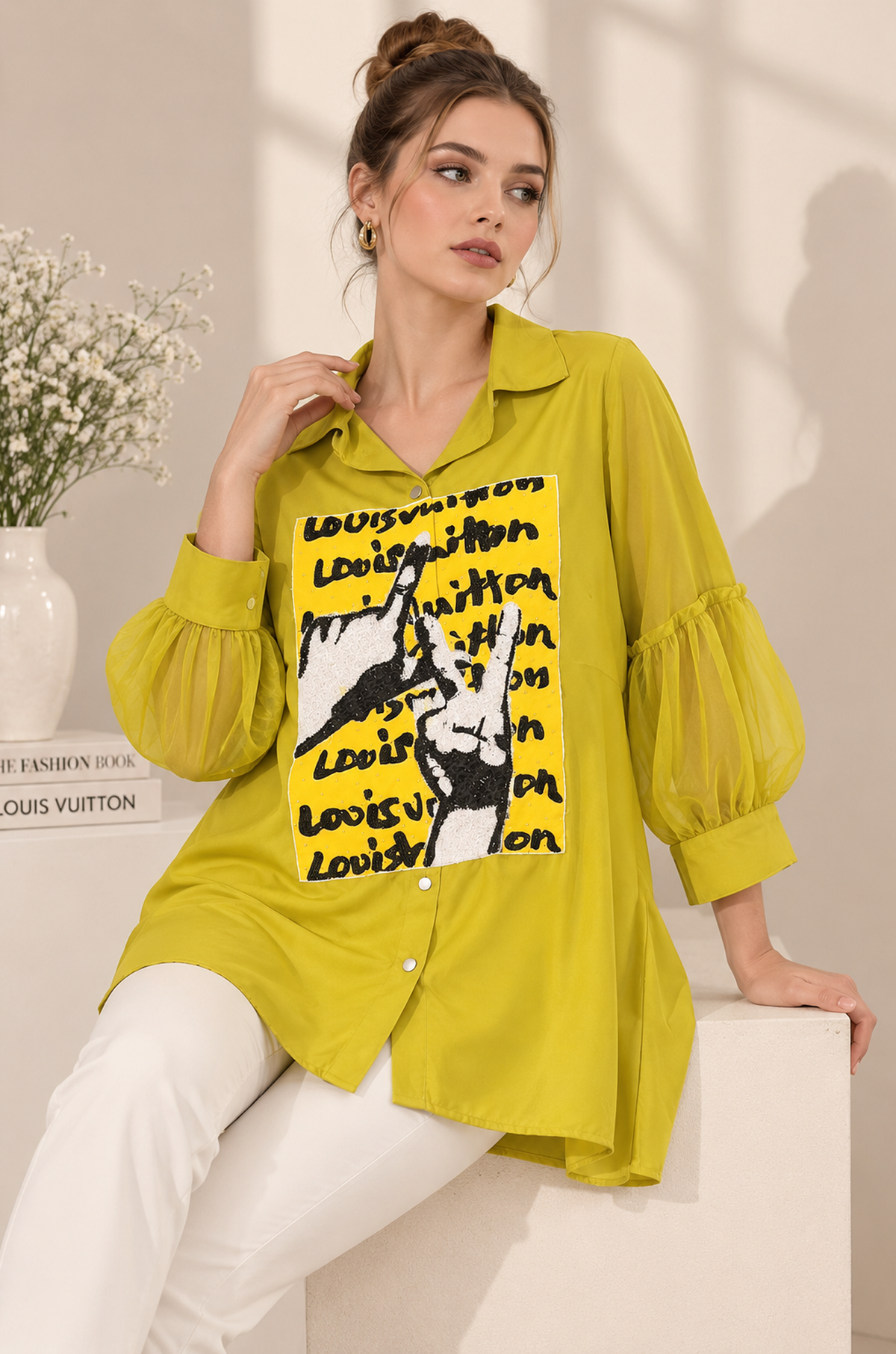 Mustard Yellow Printed Shirt