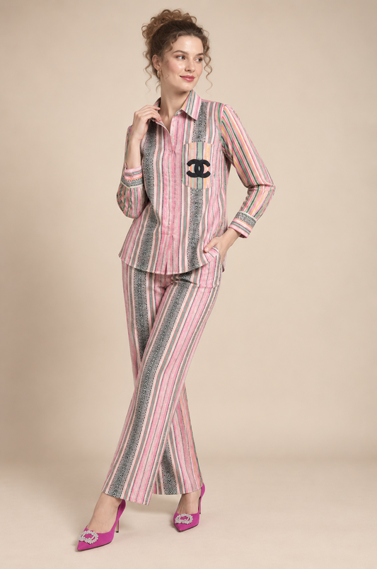 Pastel Stripe Printed Co-Ord Set