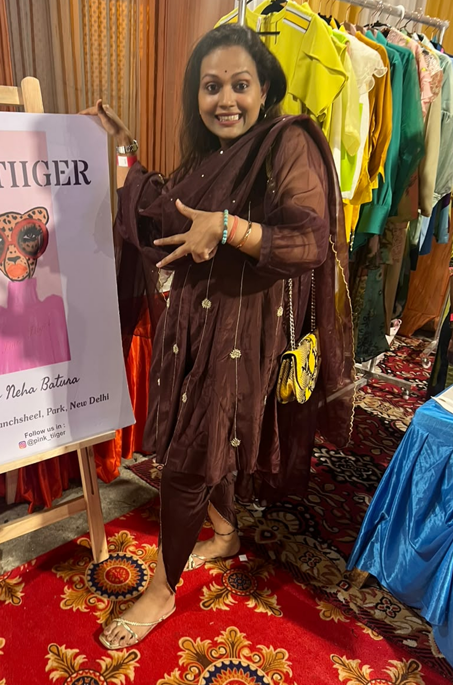 Chocolate Brown Embellished Kurta Set with Dupatta