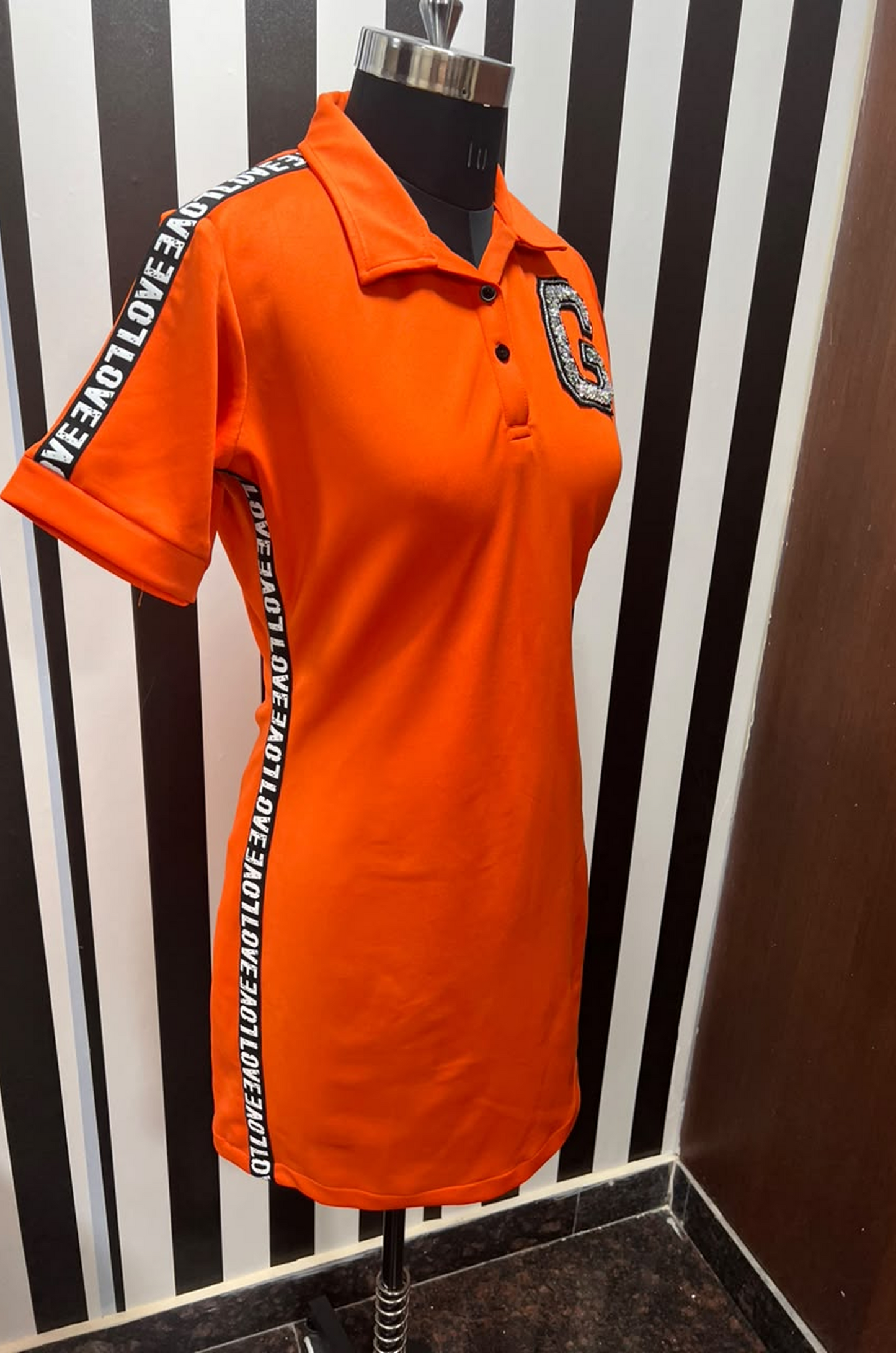 Women's Orange Polo T-Shirt Dress